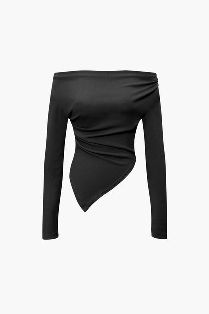 Elegantes Damen Zweiteiler Set Asymmetrisch mit Weiten Hosen