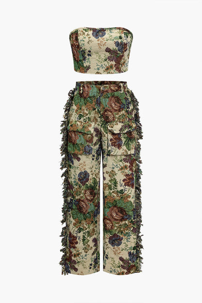 Sexy Zweiteiler Set Bustier mit Cargo Hose Bestickt - BerlinGlamour