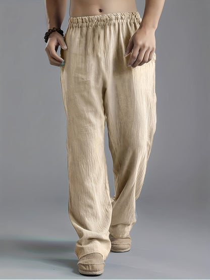 Herren Leinenhose Beige Sommerhose Elegant