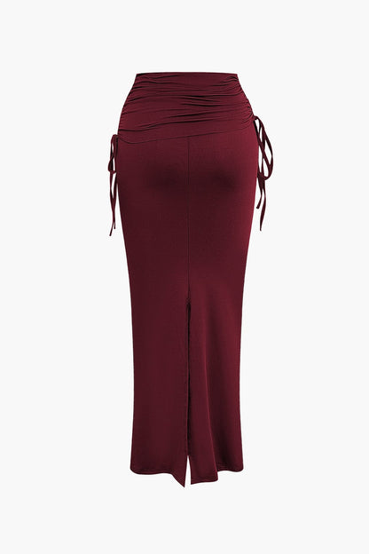 Asymmetrisches Set Damen One Shoulder Top Maxi Rock