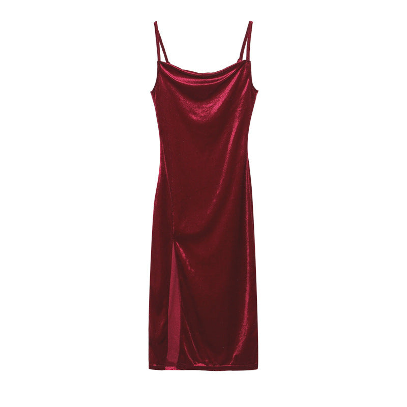 Victorias Elegantes Damenkleid mit Schlitz und Trägern