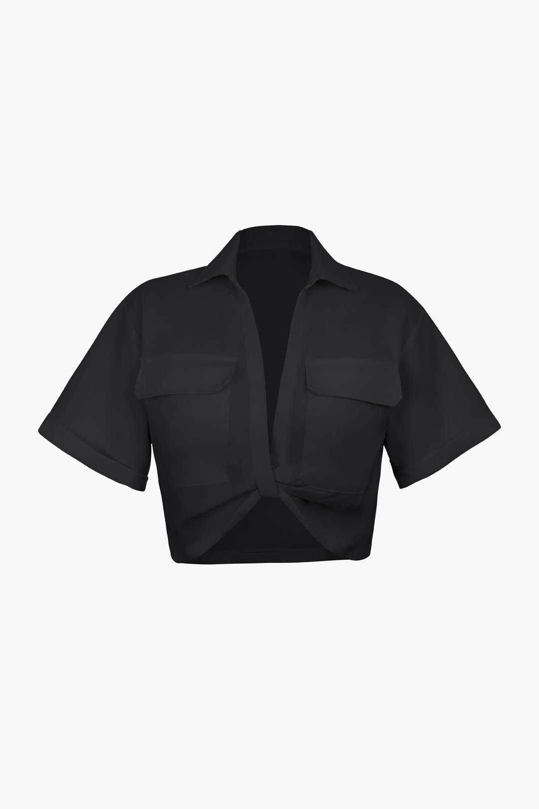 Kurzarmshirt Damen Crop Top mit Kragen Modern