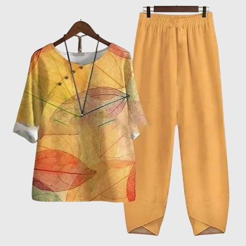 Damen Set Zweiteilig mit Schmetterlings Muster Sommerlich