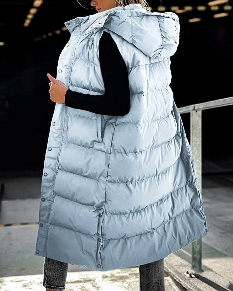 Lässige Steppjacke Ärmellos mit Kapuze und Reißverschluss