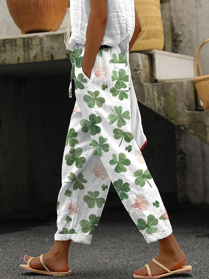 Weite Damen Hose Moderner Print Bequem