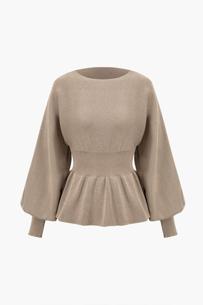 Elegantes Strick-Set Damen Peplum-Top und Bleistiftrock