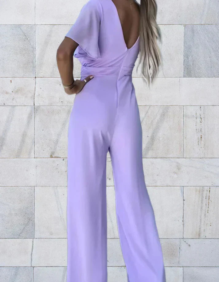 Frauen Overall V-Ausschnitt Kurzärmelig Elegante Mode - BerlinGlamour