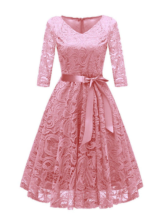 Elegantes Abendkleid V-Ausschnitt Spitze Schwarz - BerlinGlamour