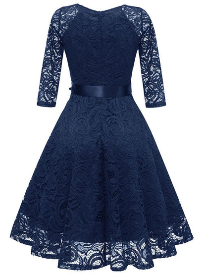 Elegantes Abendkleid V-Ausschnitt Spitze Schwarz