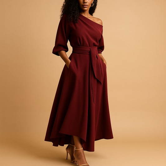 Elegantes Damenkleid Mit Betonter Taille Modern - BerlinGlamour