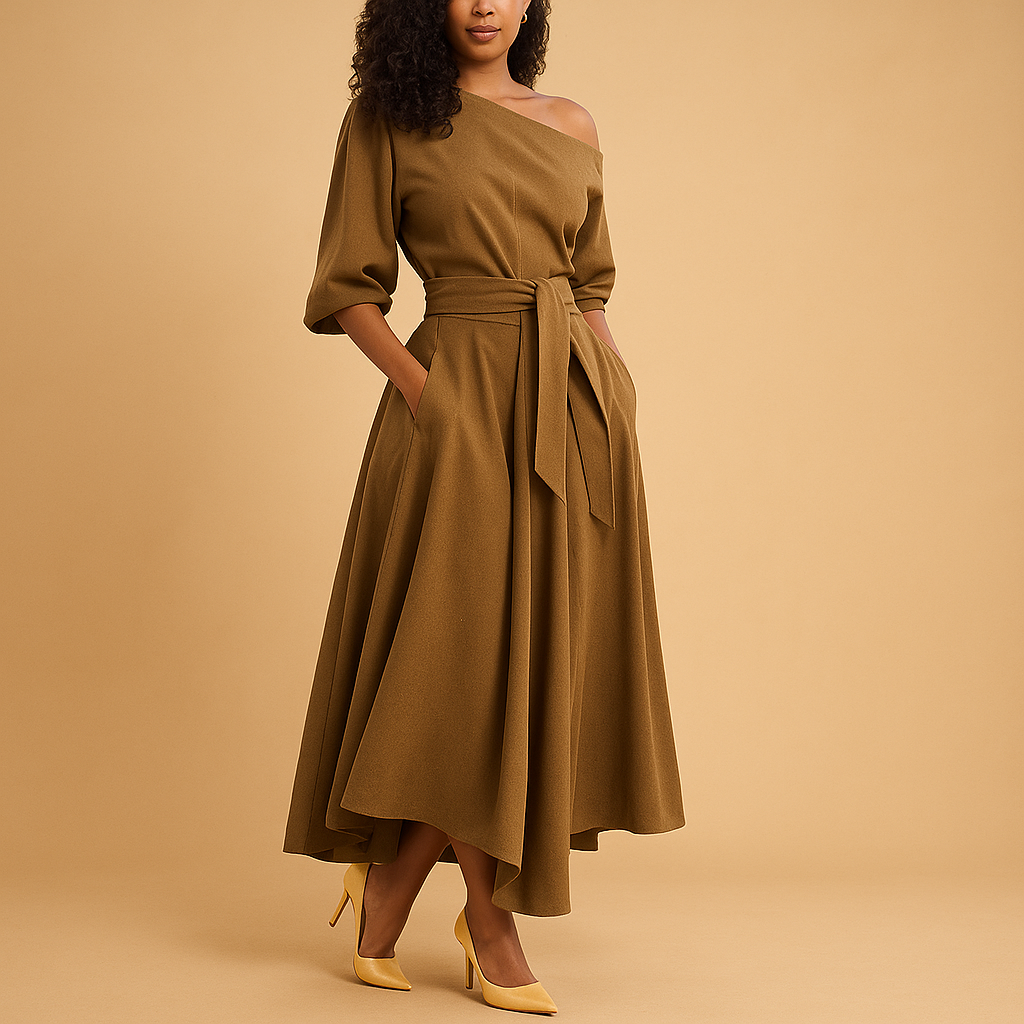 Elegantes Damenkleid Mit Betonter Taille Modern