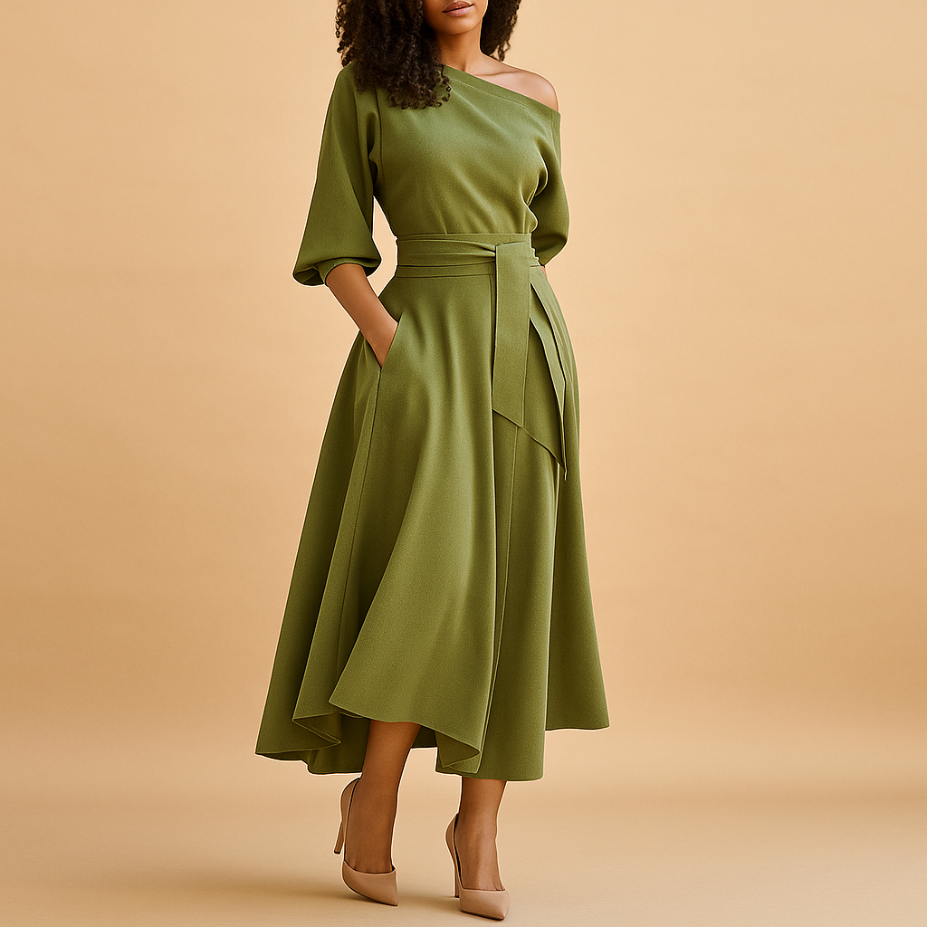 Elegantes Damenkleid Mit Betonter Taille Modern