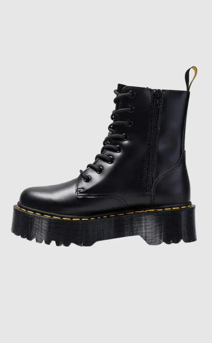 Plateaustiefel Leder Elegant Damen Schuhe Höhe