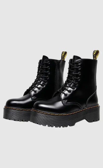 Plateaustiefel Leder Elegant Damen Schuhe Höhe