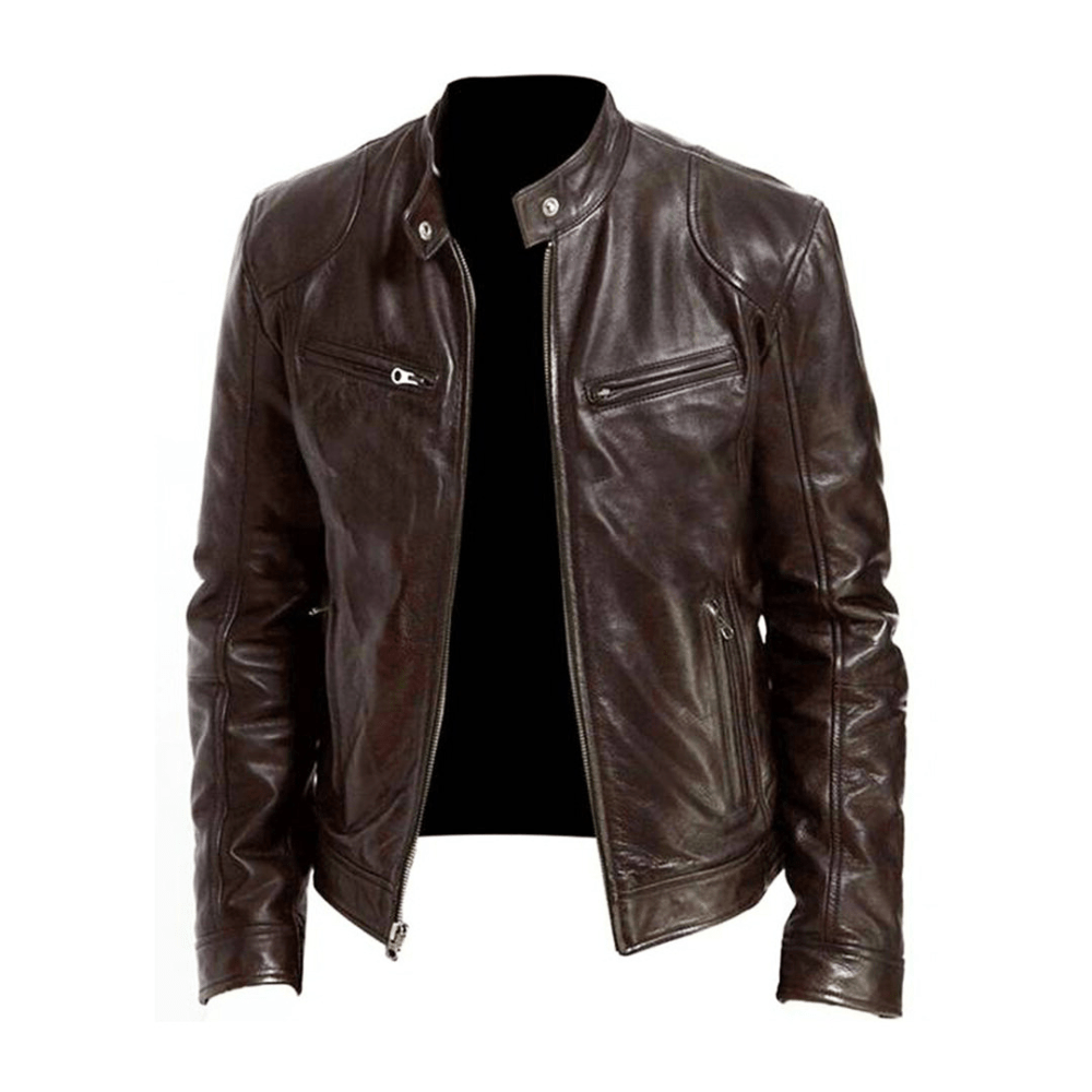 Lederjacke Herren Klassisch Komfortabel Ledermantel