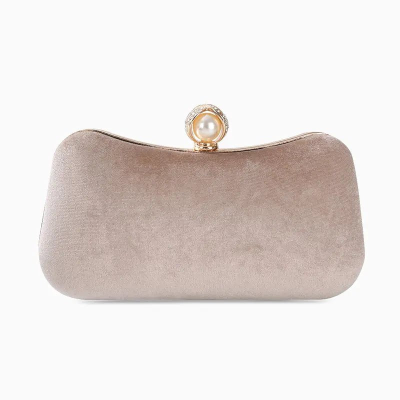 Elegante Abendclutch mit Perlenverschluss und Gold Details - BerlinGlamour
