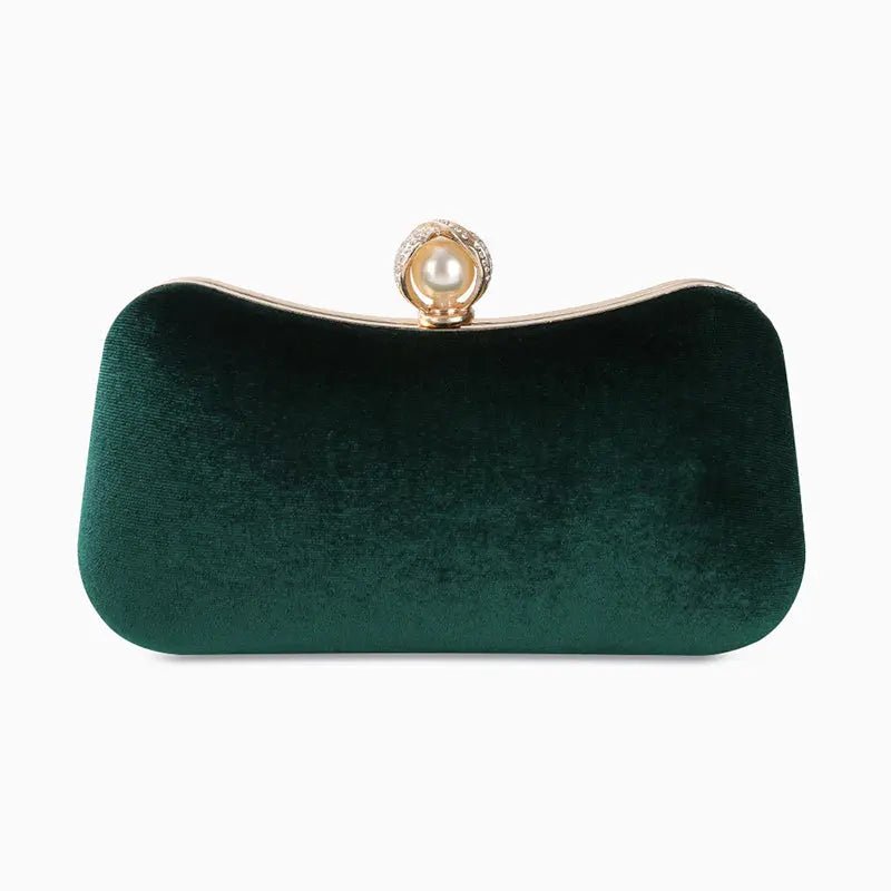 Elegante Abendclutch mit Perlenverschluss und Gold Details