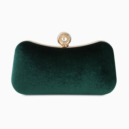 Elegante Abendclutch mit Perlenverschluss und Gold Details