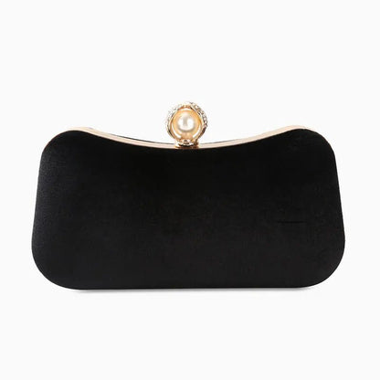 Elegante Abendclutch mit Perlenverschluss und Gold Details