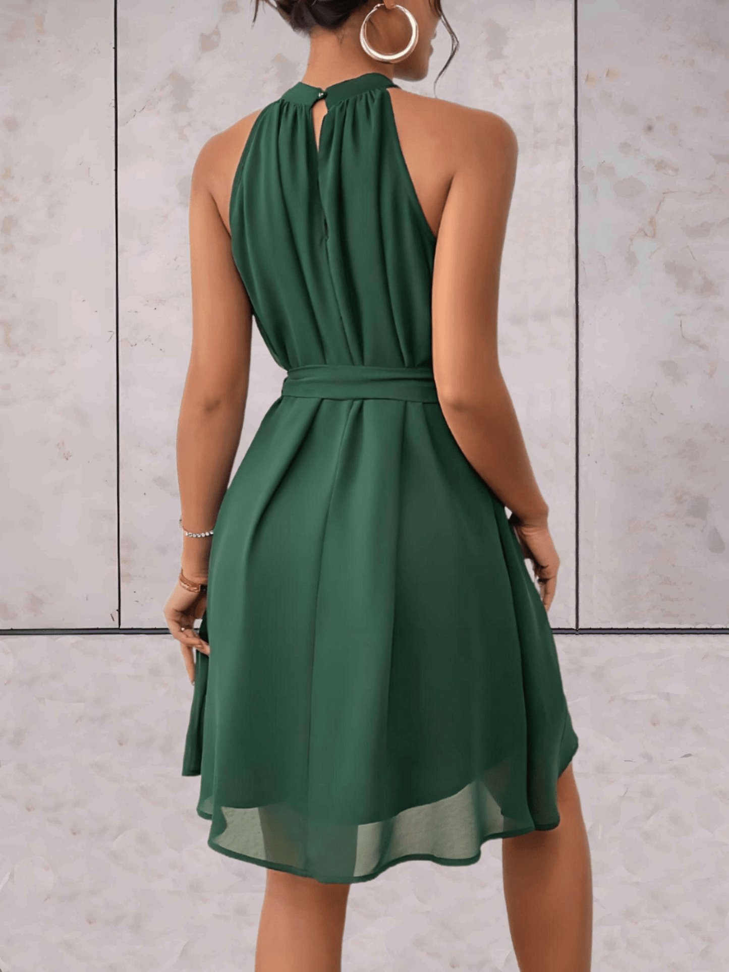 Kleid Einfarbig Ärmellos Rundhals Kurz Kleid Damen Minhängekleid