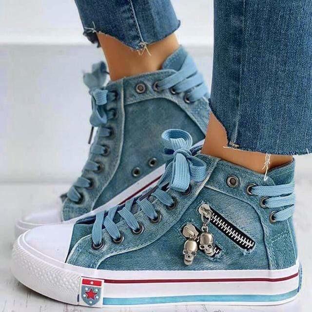 Denim Schuhe Frauen Lässig Chic