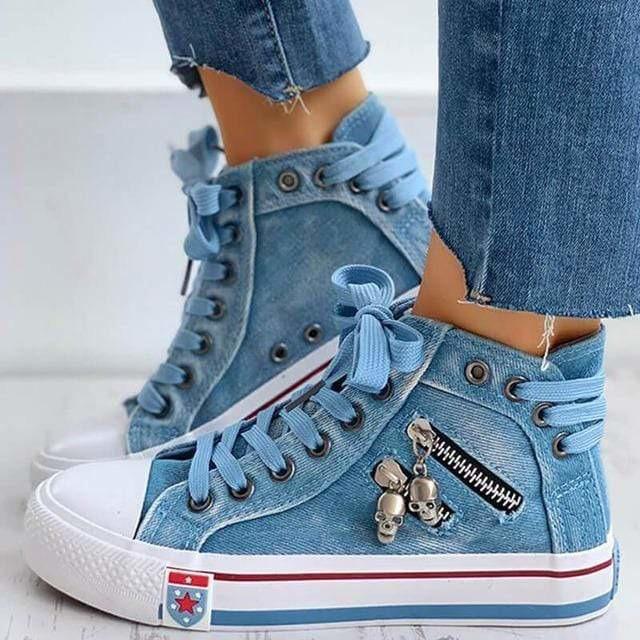 Denim Schuhe Frauen Lässig Chic - BerlinGlamour