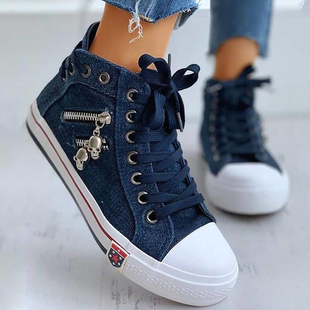 Denim Schuhe Frauen Lässig Chic