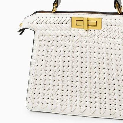 Elegante Handtasche Geflochtene Design Goldene Details