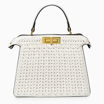 Elegante Handtasche Geflochtene Design Goldene Details