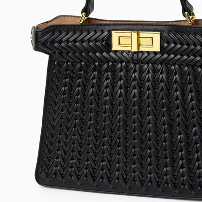 Elegante Handtasche Geflochtene Design Goldene Details