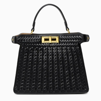 Elegante Handtasche Geflochtene Design Goldene Details