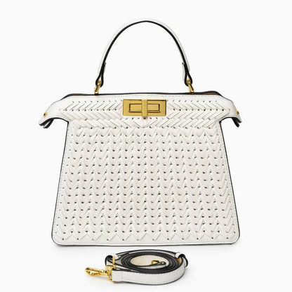 Elegante Handtasche Geflochtene Design Goldene Details