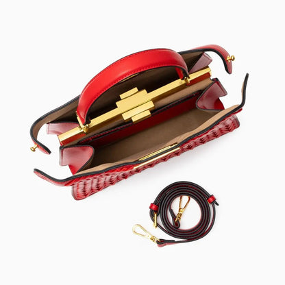 Elegante Handtasche Geflochtene Design Goldene Details