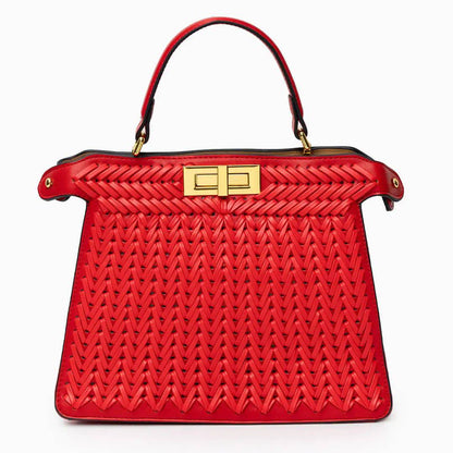 Elegante Handtasche Geflochtene Design Goldene Details