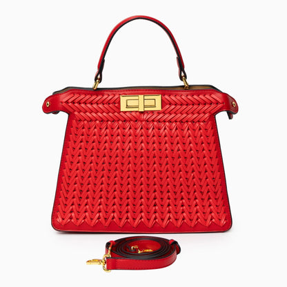 Elegante Handtasche Geflochtene Design Goldene Details