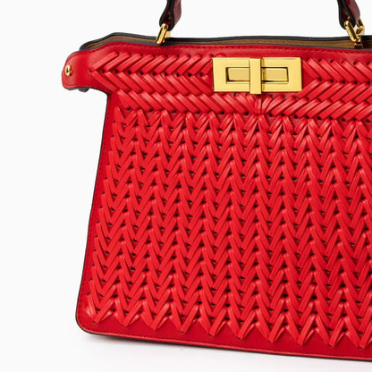 Elegante Handtasche Geflochtene Design Goldene Details