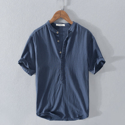 Herren Leinenhemd Sommer Kurzarm Leicht Modern