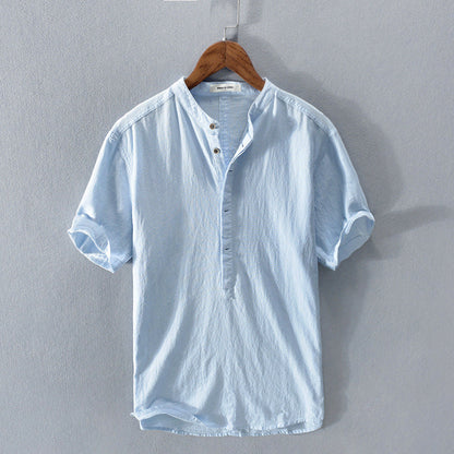 Herren Leinenhemd Sommer Kurzarm Leicht Modern