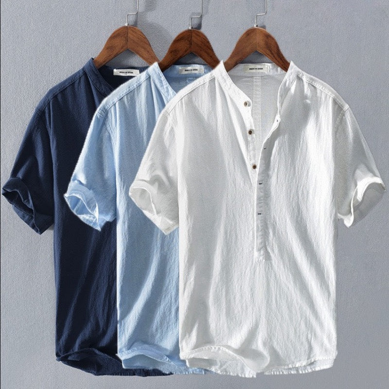 Herren Leinenhemd Sommer Kurzarm Leicht Modern - BerlinGlamour