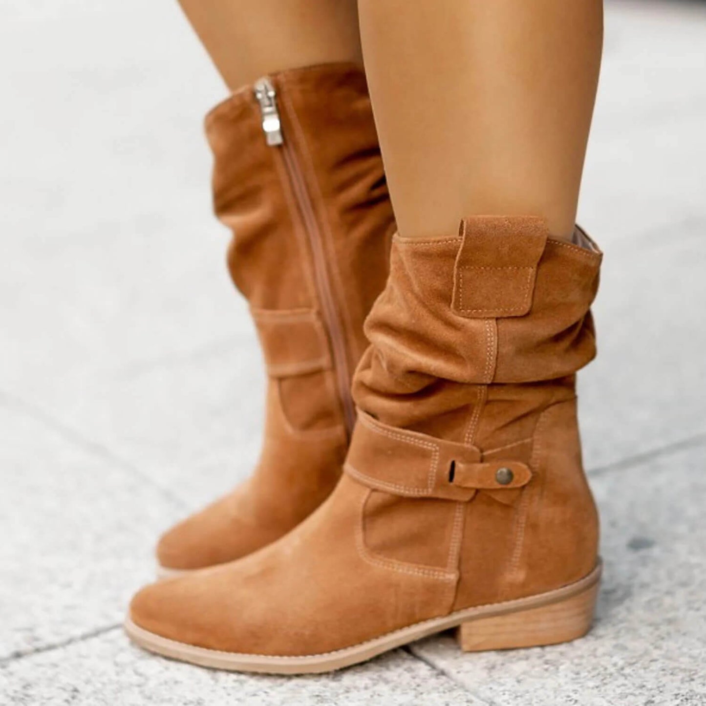 Bequemer Wildleder Stiefel Hochwertig Elegant