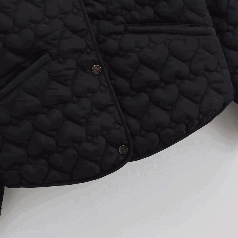 Damen Steppjacke Herzen Muster Leicht Puffer Jacke - BerlinGlamour