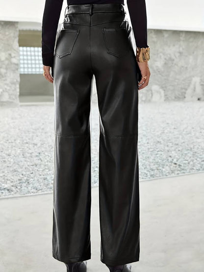 Schlaghosen Damen Kunstleder Stretch