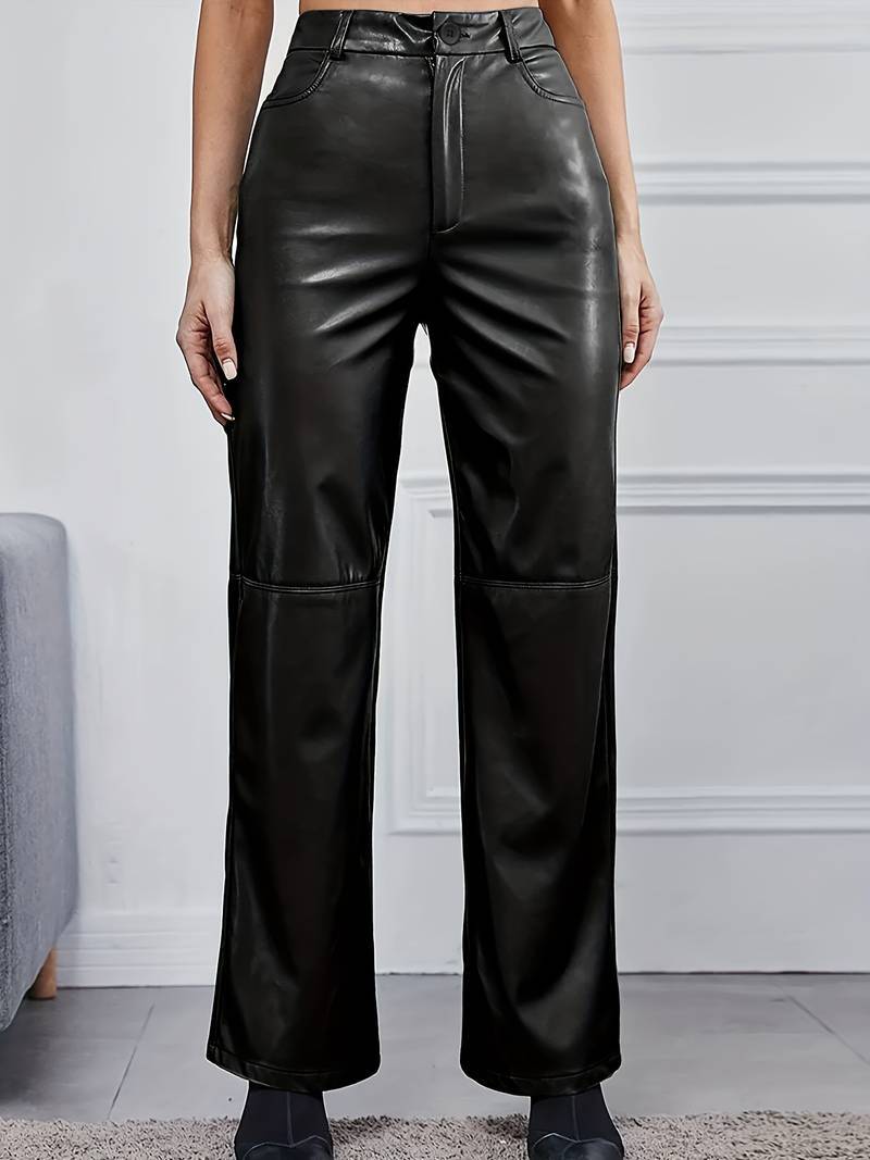 Schlaghosen Damen Kunstleder Stretch - BerlinGlamour