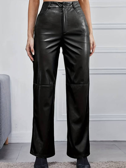 Schlaghosen Damen Kunstleder Stretch - BerlinGlamour