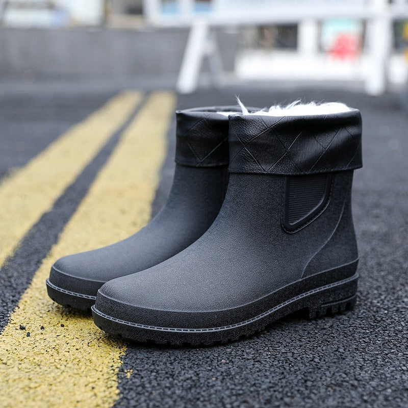 Herren Regenstiefel Wasserdicht Halbhoher Stiefel Schwarz - BerlinGlamour