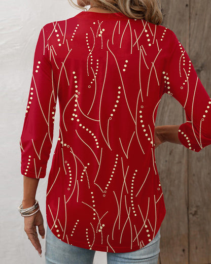 Frauen Top V-Ausschnitt Knopfdruck Modern - BerlinGlamour