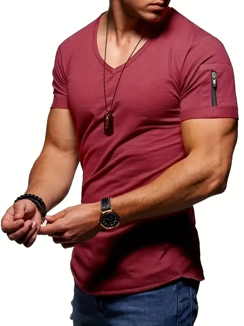 Herren T-Shirt V-Ausschnitt Casual Modern