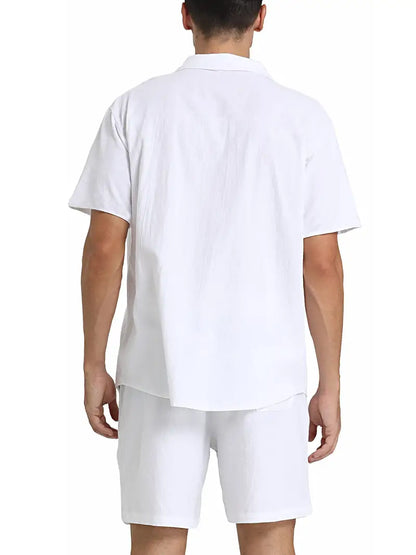 Herren Leinenanzug Atmungsaktiv 2-teilig Hemd Hose