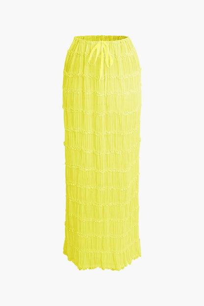 Frauen Zweiteiler Set Plissee Top Maxirock Romantisch
