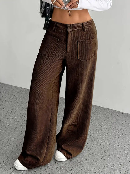 Damenhose Weite Bein Cordhose Frauen Trend